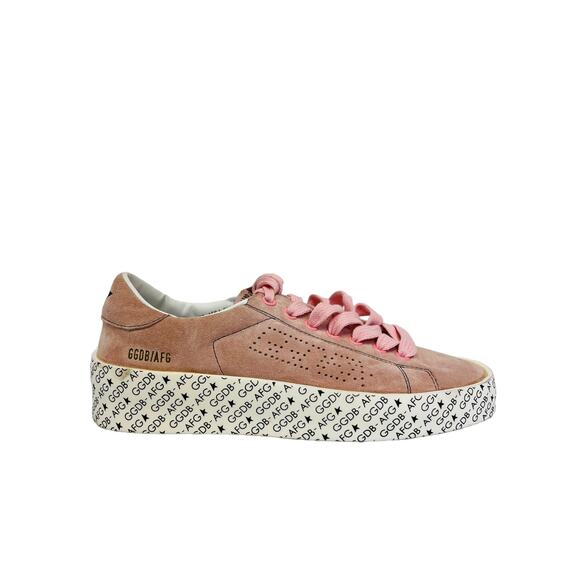 GOLDEN GOOSE Pink Suede Deluxe Brand GGDB AFG Printed Sole Sneakers Size 36 US 6